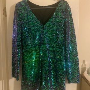 Green sequin romper